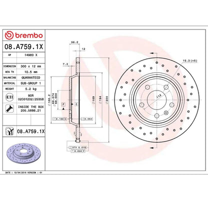 Brembo 08.A759.1X XTRA Arka Fren Diski (Delikli – 300 mm)