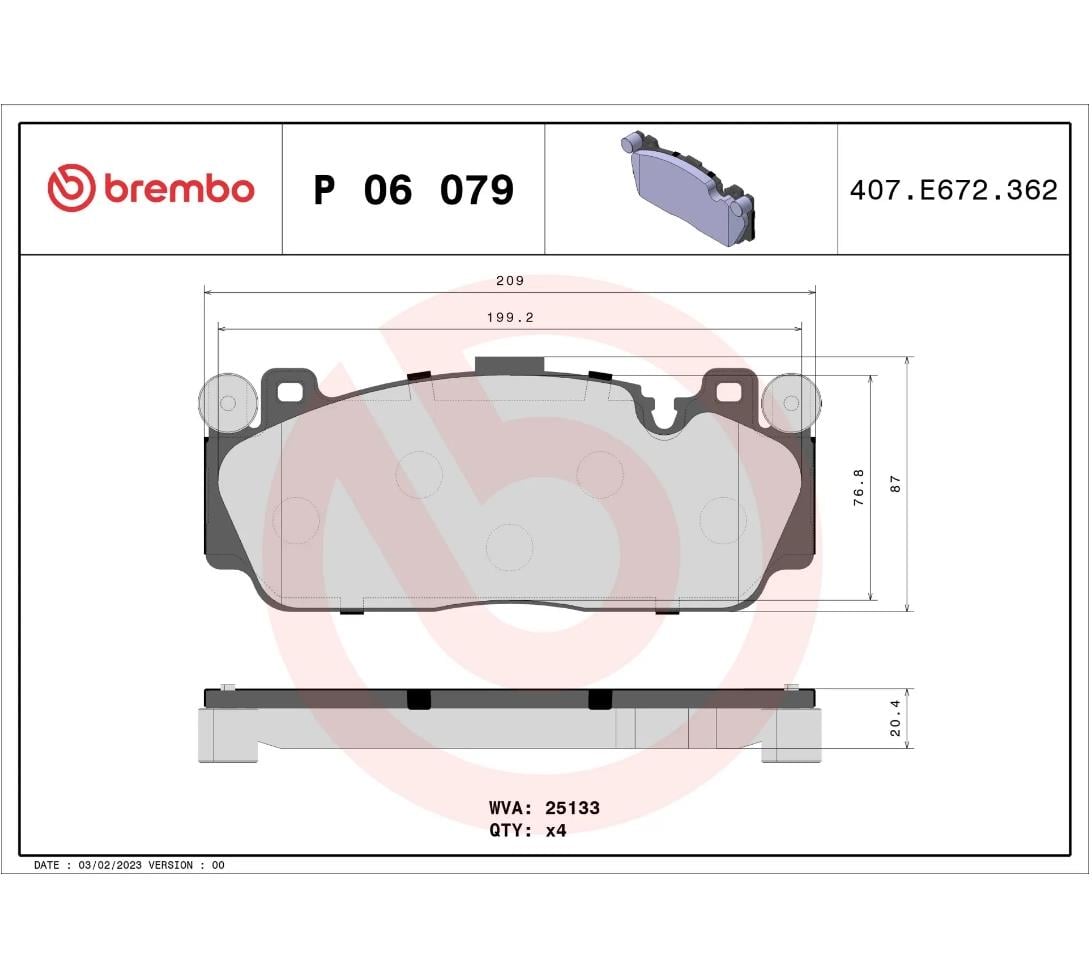 Brembo Ön Fren Balatası P 06 079 – BMW Uyumlu – OEM Kalite – ECE R90