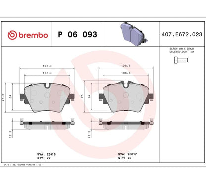 Brembo Ön Fren Balatası P 06 093 – OEM Kalite – ECE R90 Onaylı