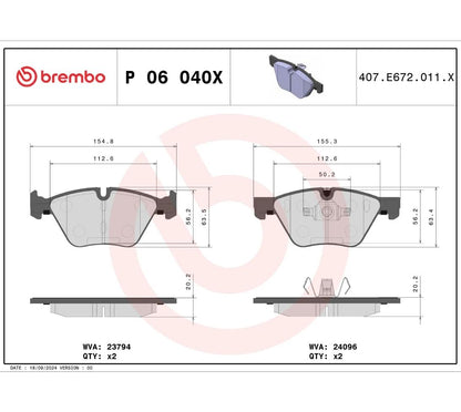 Brembo P 06 040X Xtra Ön Fren Balatası – BMW Uyumlu (Ön Aks)