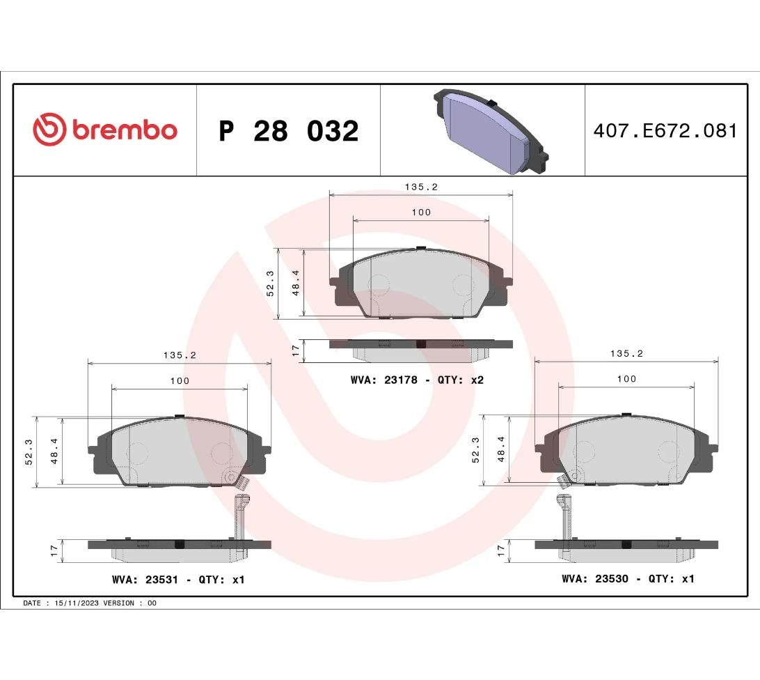 Brembo P 28 032 Ön Fren Balatası – Honda Civic Type-R EP3 / FN2 Uyumlu